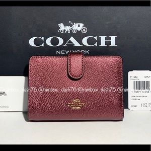 Coach Medium Zip Wallet-Metallic Wine